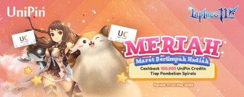 MERIAH – Maret Berlimpah Hadiah! Cashback 100.000 UniPin Credits Tiap Pembelian Spirals
